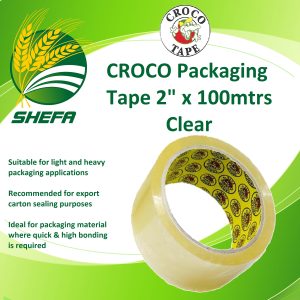 croco packaging tape, 2" x 100mtrs, clear, 5rolls