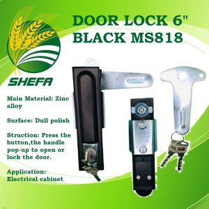 shefa zinc alloy core door lock for metal enclosure 6" , 340g, black powder coated