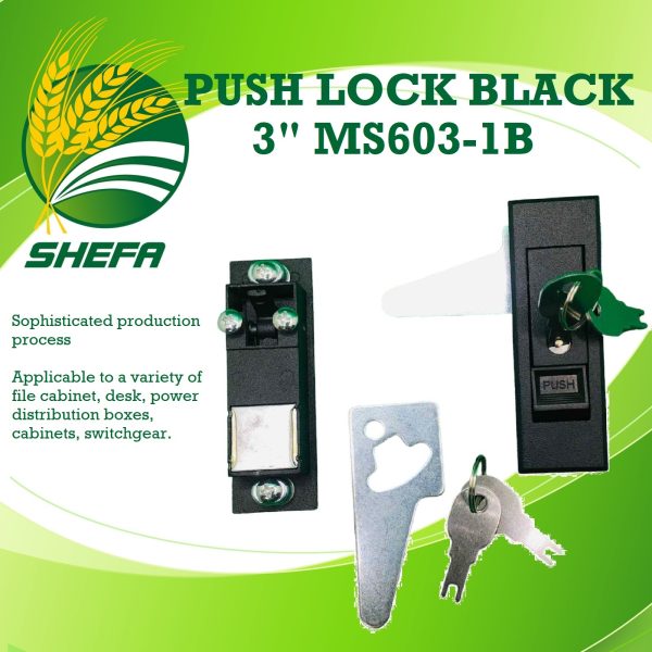 Syfa Lock SHEFA Push Lock Black 3″ with Key - SHEFA Industrial Products Inc
