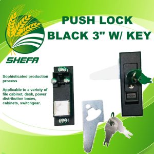 shefa push button door lock for data panel electrical box cabinet door black powder coated 3"