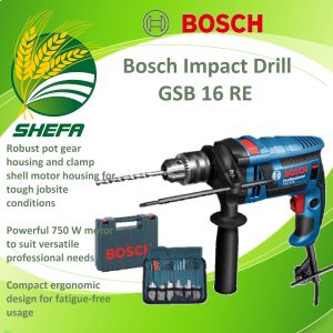 bosch gsb 16 re impact drill with complete accessories, 16mm, 700w, 1 set