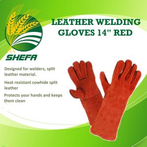 leather welding gloves, cowhide, heavy duty, 14 , red, 4 pairs