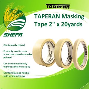 taperan masking tape, 2" x 20 yards, 2 rolls