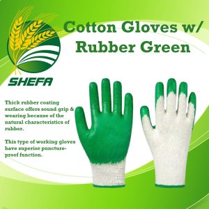 greenfield cotton gloves with rubber green
